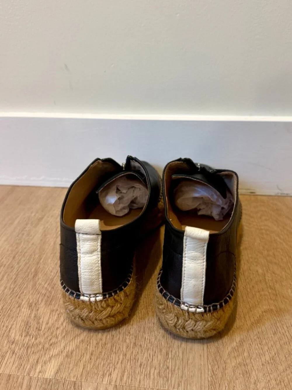 Eric Michael Serena Black Leather Espadrilles